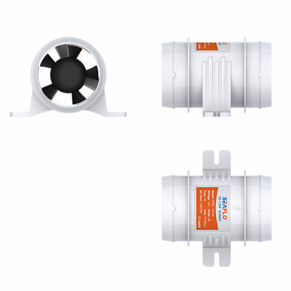 Aramox Inline Rohrventilator 12V 76mm Fan Belüftung Boot Wohnmobil Gebläse Rohrlüfter Für Boot Yacht Büro, Bad, WC, Küche, Gewächshaus