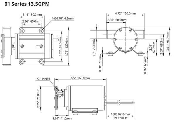 Seaflo 12V Ballastpumpe der Serie 01  13.5GPM