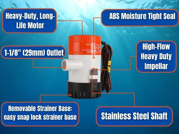 SEAFLO 01 Serie Nicht automatische Bilgepumpen, 1100GPH