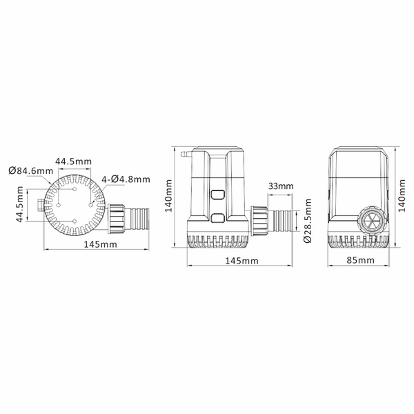 SEAFLO 13A Serie Nicht-automatische Bilgepumpe, 2000GPH - Seaflo Online Shop