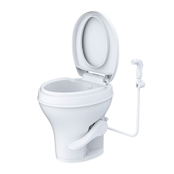 SEAFLO Caravan & Wohnmobil Toilette – RV Standtoilette mit Fußpedal-Spülung, Komfort-Sitzhöhe, Soft-Close Sitz, leicht zu reinigen