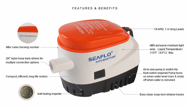 SEAFLO 06 Serie Automatische Bilgepumpe, 750GPH