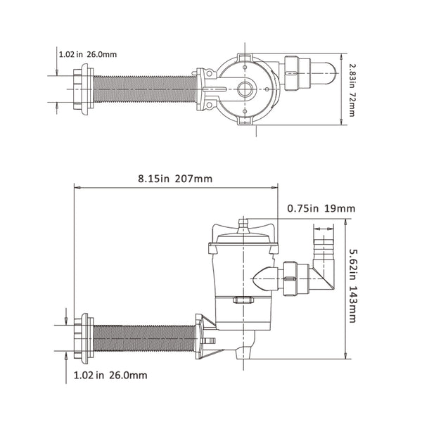 SEAFLO 05 Series Straight Livewell/Baitwell Pump, 800GPH