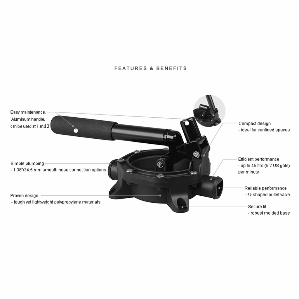 membran handpumpe SEAFLO Marine Aluminium Handmembran-Bilgepumpe 720GPH – Seaflo Online Shop