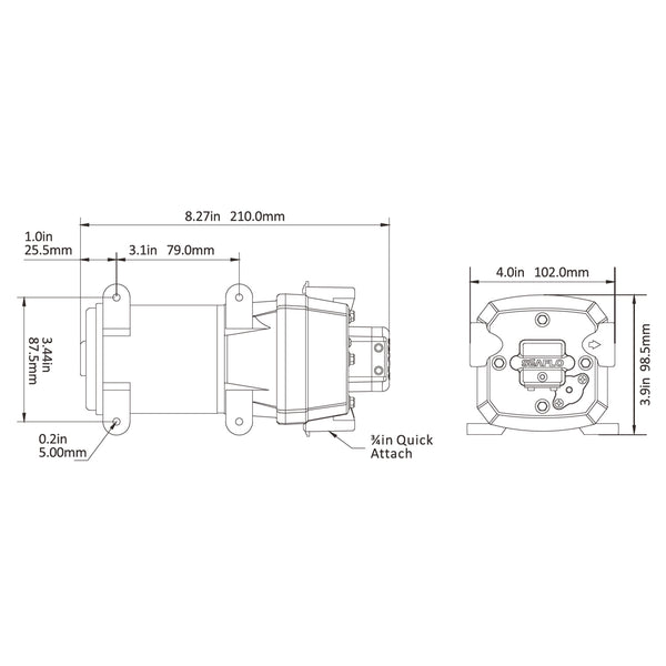 SEAFLO 4-Kammer Membranpumpe der Serie 41(KURZ),12,5LPM 2,4bar, IP20 Nur im Innenbereich (12 Volt)