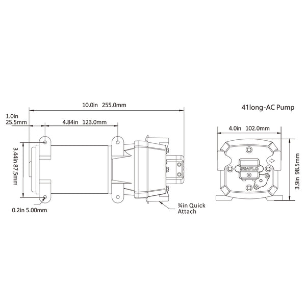 SEAFLO 4-Kammer Membranpumpe der Serie 41(LANG), 17 LPM, 2,8bar, IP20 Nur im Innenbereich (12 Volt)