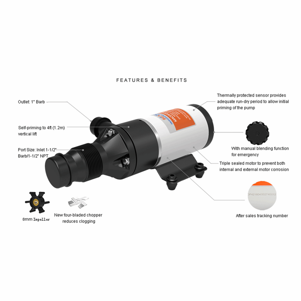 YUCHENGTECH 12V Zerkleinerungspumpe 12GPM - RV Abwasserpumpe Mit Zerhacker