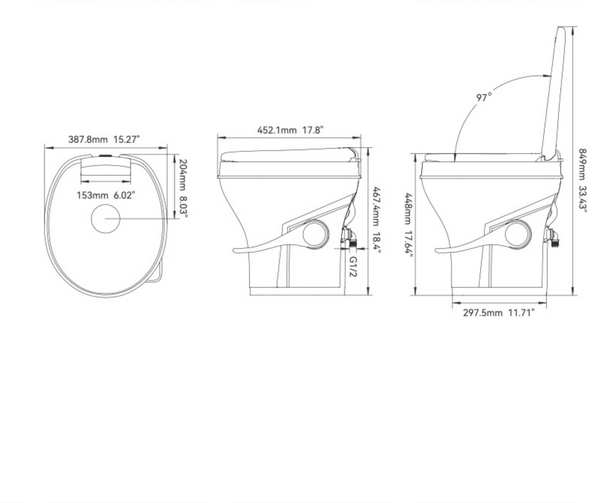 SEAFLO Caravan & Wohnmobil Toilette – RV Standtoilette mit Fußpedal-Spülung, Komfort-Sitzhöhe, Soft-Close Sitz, leicht zu reinigen - Seaflo Online Shop